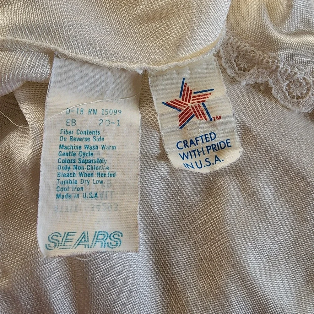 Vintage SEARS Knee Skirt Slip Undergarment Ivory Size Small 100% Antron Nylon